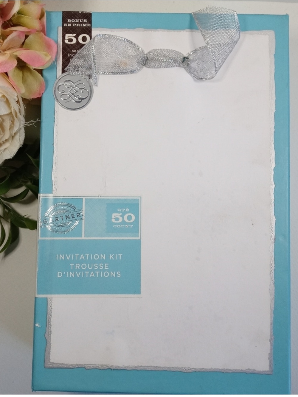 Gardner Studios White Silvery Edges Party Wedding Invitations (50 Count) New